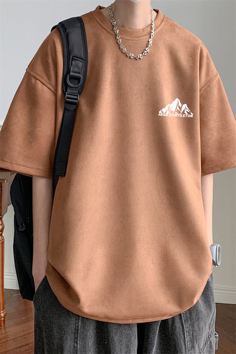 24新款宽松港风220克山印花麂皮绒T恤TJ23143-特P19,男装T恤,星座508（原C305）