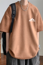 24新款宽松港风220克山印花麂皮绒T恤TJ23143-特P19，男装T恤，星座508（原C305）