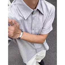 档口现货~夏季男女花纱白月影亚麻混纺衬衫短袖CT25106批50，男装T恤，星座1004-6