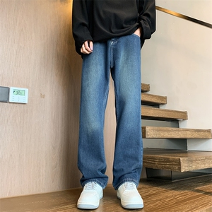 复古做旧阔腿牛仔裤男女新款宽松垂感拖地显瘦直筒裤子61399-p42图片