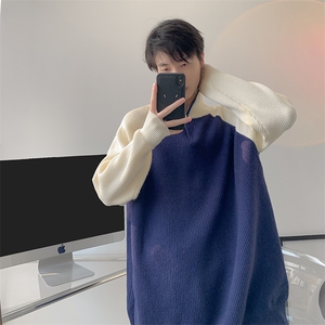 8XL-M半拉链立领毛衣外套男针织衫慵懒拼接插肩袖线衣MY19001P78图片