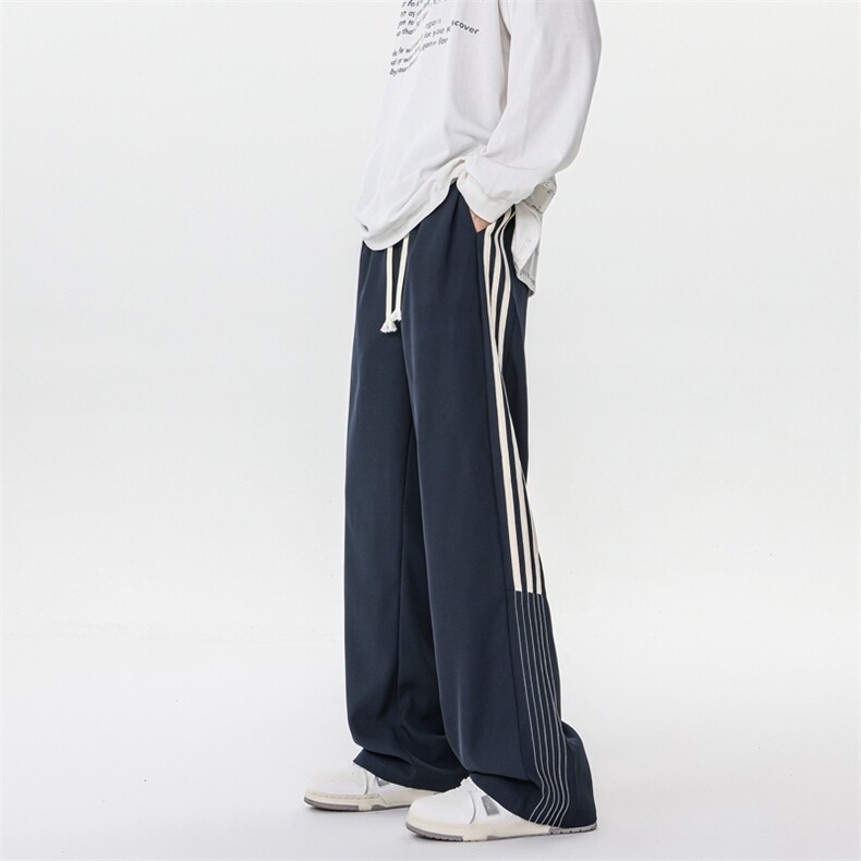 8XL-M三条杠运动裤大码直筒长裤美式街头阔腿裤休闲卫裤KZ1905P58,男装休闲裤,电商B238