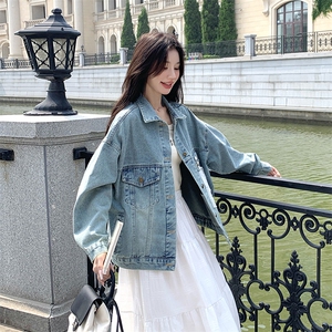 2026春装有货 韩版蕾丝飘带牛仔外套2C090--1226-P135-K188图片