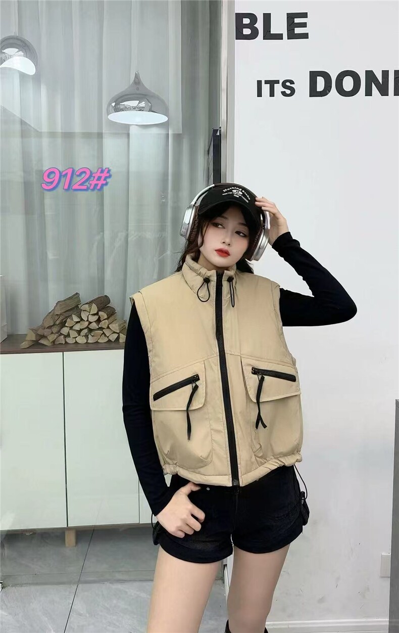 立领抽绳马甲百搭简约时尚图片