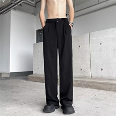 春夏西裤男垂感宽松直筒西装裤黑色百搭潮流拖地裤高街休闲长裤，男装西裤，星座601-2