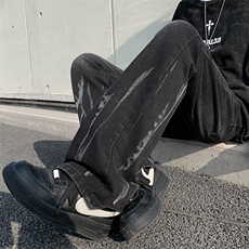 美式vibe牛仔裤男高街牛仔裤男扎染复古微喇裤JN0052-P4868，男装牛仔裤，星座1008-1