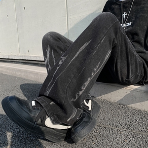 美式vibe牛仔裤男高街牛仔裤男扎染复古微喇裤JN0052-P48 68图片