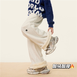 抖音品质冬季加绒保暖骰子刺绣宽松休闲卫裤B315-K873JR-p65控88图片