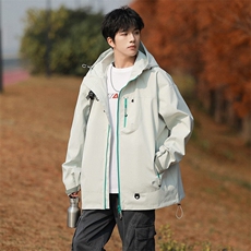 中性风户外夹克男连帽纯色上衣冲锋衣外套DSA157B-JK7870-P65，男装夹克，电商A157B