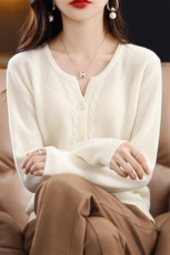 扭花开衫新款秋冬季针织衫羊毛衫女2024年秋季，女装羊毛衫，琳尚羊绒