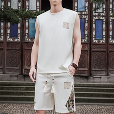 夏季薄款背心休闲运动套装男刺绣男士短裤两件套A266-TZ1158-P46，男装牛仔裤，电商A266