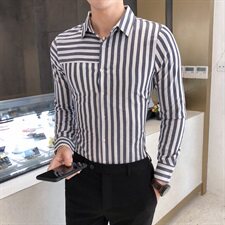 19秋款男青年英伦风衬衫韩版商务男士条纹长袖衬衫102A-BF09，男装衬衫，星座419（原A233）
