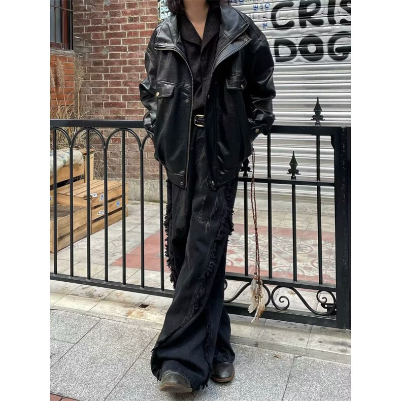美式高街机车夹克男春季潮痞帅高级感宽松PU皮工装外套LM0544-P73,男装夹克,星座1008