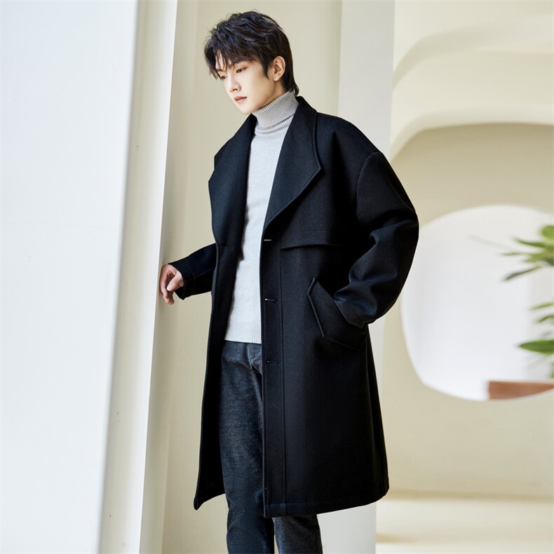 得物/精品大货风衣男中长款斜纹毛呢大衣男F922批125品牌风A,男装风衣,星座401