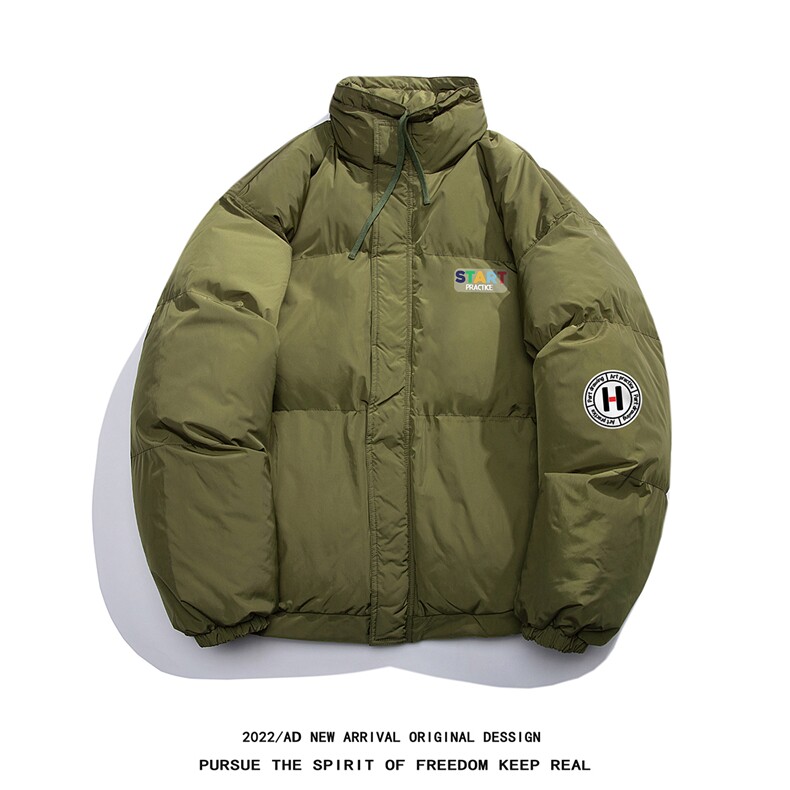 白底22冬季潮流设计感印花加厚保暖抽绳立领羽绒服YR231P195控258,男装羽绒服,电商A247-1