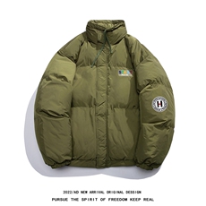 白底22冬季潮流设计感印花加厚保暖抽绳立领羽绒服YR231P195控258，男装羽绒服，电商A247-1