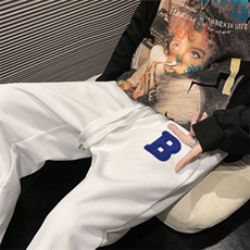 L华夫格宽松hiphop裤子直筒运动裤高街白色卫裤潮ins男K2617-P28，男装休闲裤，星座512-2
