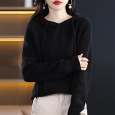 2024秋冬新款羊毛女士连帽羊毛衫，女装羊毛衫，润辉羊绒