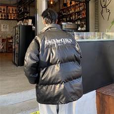 港风鳄鱼纹棉衣男手塞棉夹克PU皮棉服外套男8507P120控158，男装棉衣，星座226-1