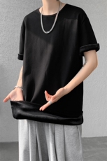 8XL-M冬季短袖男加绒加厚T恤内搭打底衫半袖打底上衣DX327P35控48，男装T恤，电商D206-1