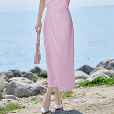 2025夏装设计感不规则高腰中长款百搭钉珠半身裙，女装半身裙，时尚俏佳人