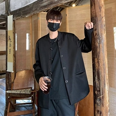 风秋款男立领西装新中式中山装金属圆扣外套JK229P65，男装西服套装，星座1013-1