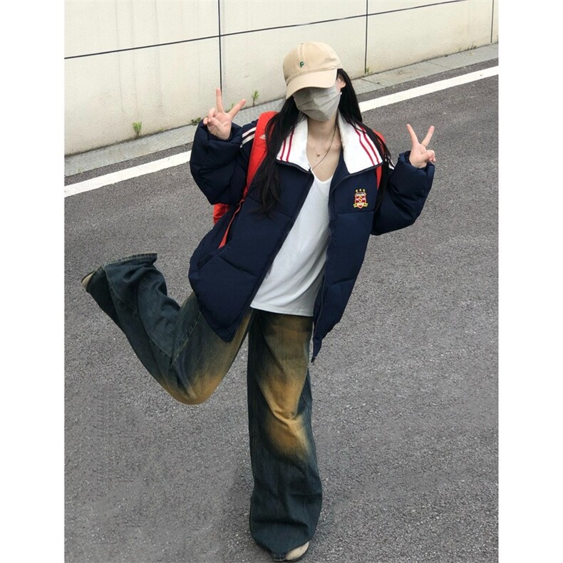 W586-P98美式复古棉服女2025年棉袄bf潮棉衣学生外套情侣款,男装棉衣,星座911-1