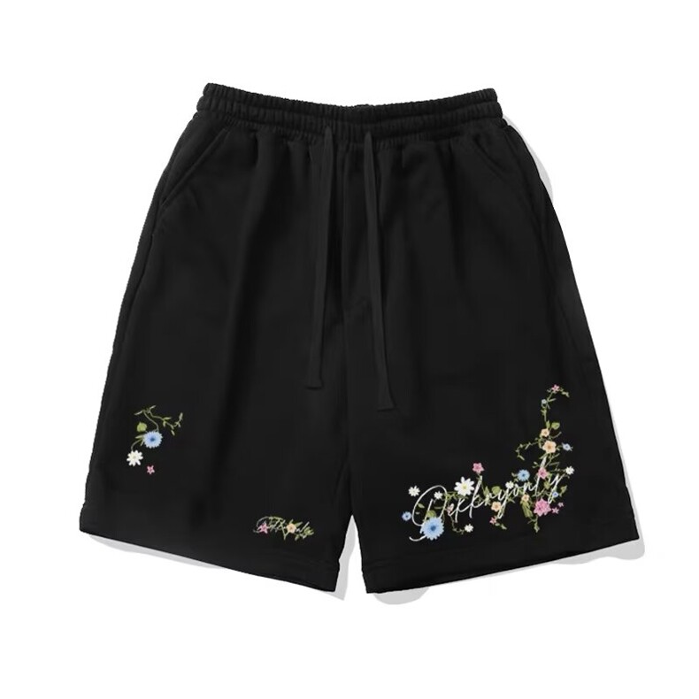 港风花卉字母印花运动休闲短裤男女夏季百搭宽松透气吸汗五分裤,男装牛仔裤,星座506A
