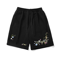 港风花卉字母印花运动休闲短裤男女夏季百搭宽松透气吸汗五分裤，男装牛仔裤，星座506A
