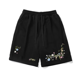 港风花卉字母印花运动休闲短裤男女夏季百搭宽松透气吸汗五分裤图片