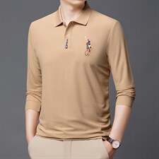 2023年新款男士长袖T恤POLO衫P45，男装Polo衫，电商D223-1