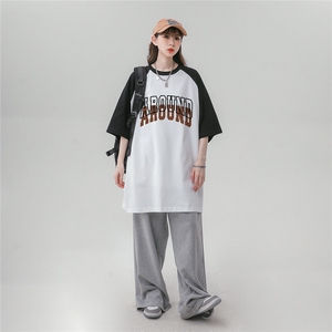 中性风23新款夏季时尚百搭圆领字母印花短袖T恤DT447P35控58图片