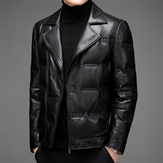 DLSN22070羽绒皮衣男头层绵羊皮白鸭绒羽绒服皮风衣P1300，男装皮衣，电商B360