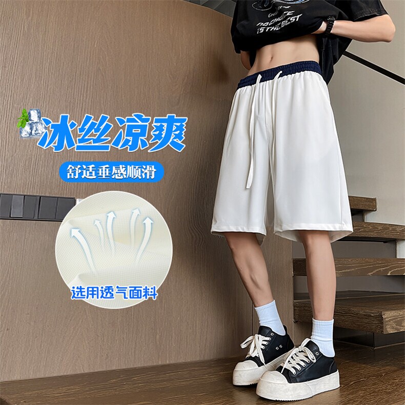 特批P23无差价夏季冰丝撞色冰感五分短裤男顺滑直筒短裤DK5801图片