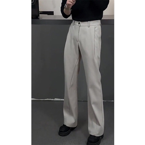 现货~春季褶皱垂感显瘦西装休闲裤阔腿直筒长裤男K315 P45图片