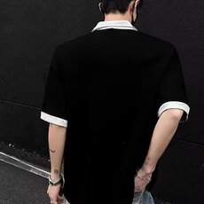 网图假两件短袖t恤男款2026夏季新款潮牌美式拼接衬衫领YY815-P32，男装T恤，电商C216