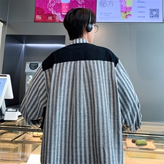 8XL-M特大码衬衫男假两件拼接衬衫新中式坎肩马甲外穿CS508TP68，男装背心/马甲，电商D206-1