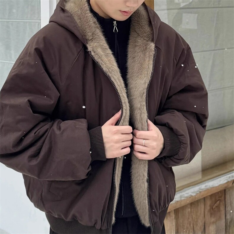 两面穿现货重磅短款座山雕棉衣男女双面穿毛毛绒棉服加厚外套,男装棉衣,电商A486