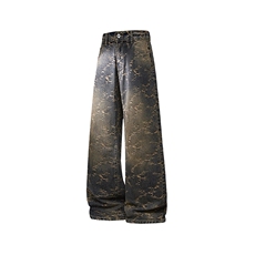 B221美式ins高街提花宽松微喇牛仔裤LK24225-特P48控78，男装牛仔裤，电商B221