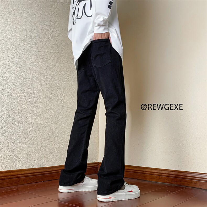 B221美式ins高街小众纯色百搭弹力微喇牛仔裤LK23010-P60控78,男装牛仔裤,电商B221
