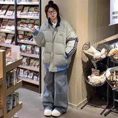小个子棉服女2026新款冬季韩系宽松学生条纹外套情侣百搭棉衣加厚，男装棉衣，星座1210-1