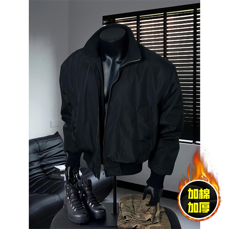 现货冬季美拉德立领飞行夹克廓形高街棒球服加棉加厚棉衣外套，男装夹克，电商A486-1