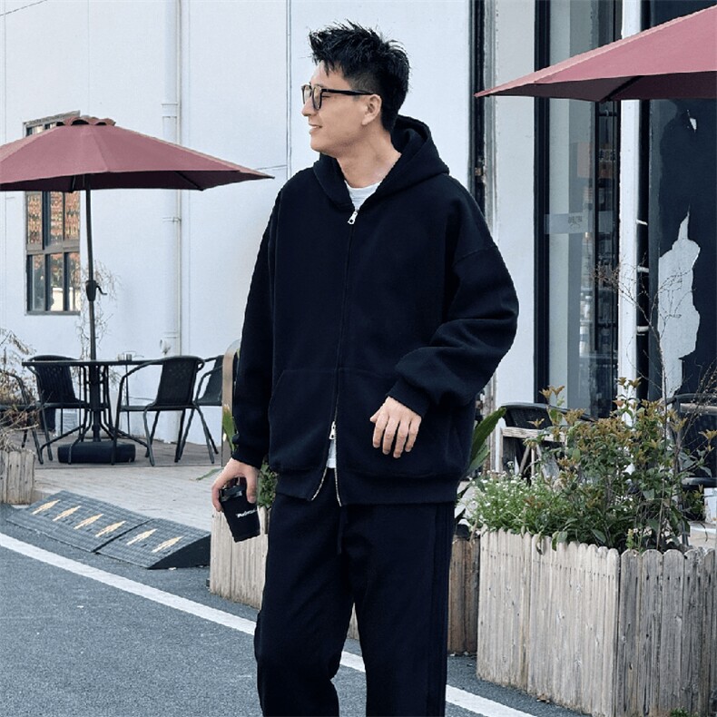 抖音得物品质二开26春装男女美式高街结构双拉链开衫卫衣外套，女装短外套，电商A486-1