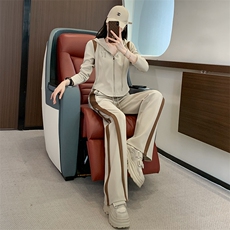 女秋修身显瘦短款连帽开衫外套阔腿裤套装，女装套装/套裙，江南