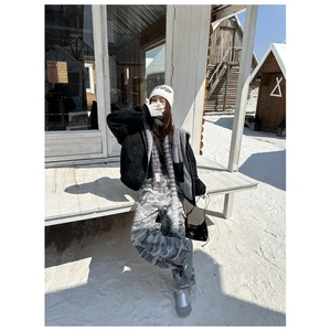 荔枝纹皮座山雕外套男女款冬季加绒加厚皮衣棉服美式毛领夹克棉衣图片