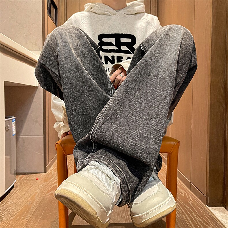 小众复古水洗牛仔裤男女高级感直筒阔腿裤春季休闲裤子31220-p48,男装牛仔裤,星座1008