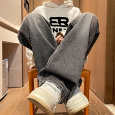 小众复古水洗牛仔裤男女高级感直筒阔腿裤春季休闲裤子31220-p48，男装牛仔裤，星座1008