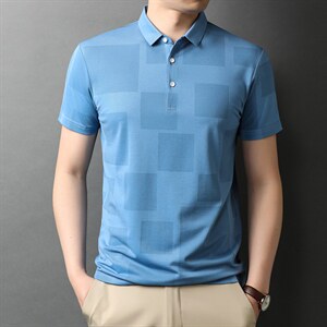 短袖t恤男polo翻领夏季商务休闲纯色微弹体恤衫男装上衣图片
