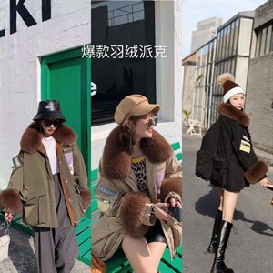 冬季派克羽绒服狐狸毛图片
