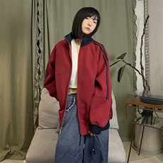 抖音得物高品质26春装美式高街重磅结构拼接织带立领卫衣外套CM42，女装短外套，电商A486